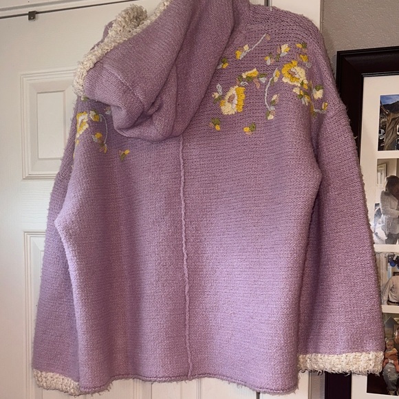 RARE Free People Floral Embroidered Lavender Buttercup Hoodie - Picture 15 of 16